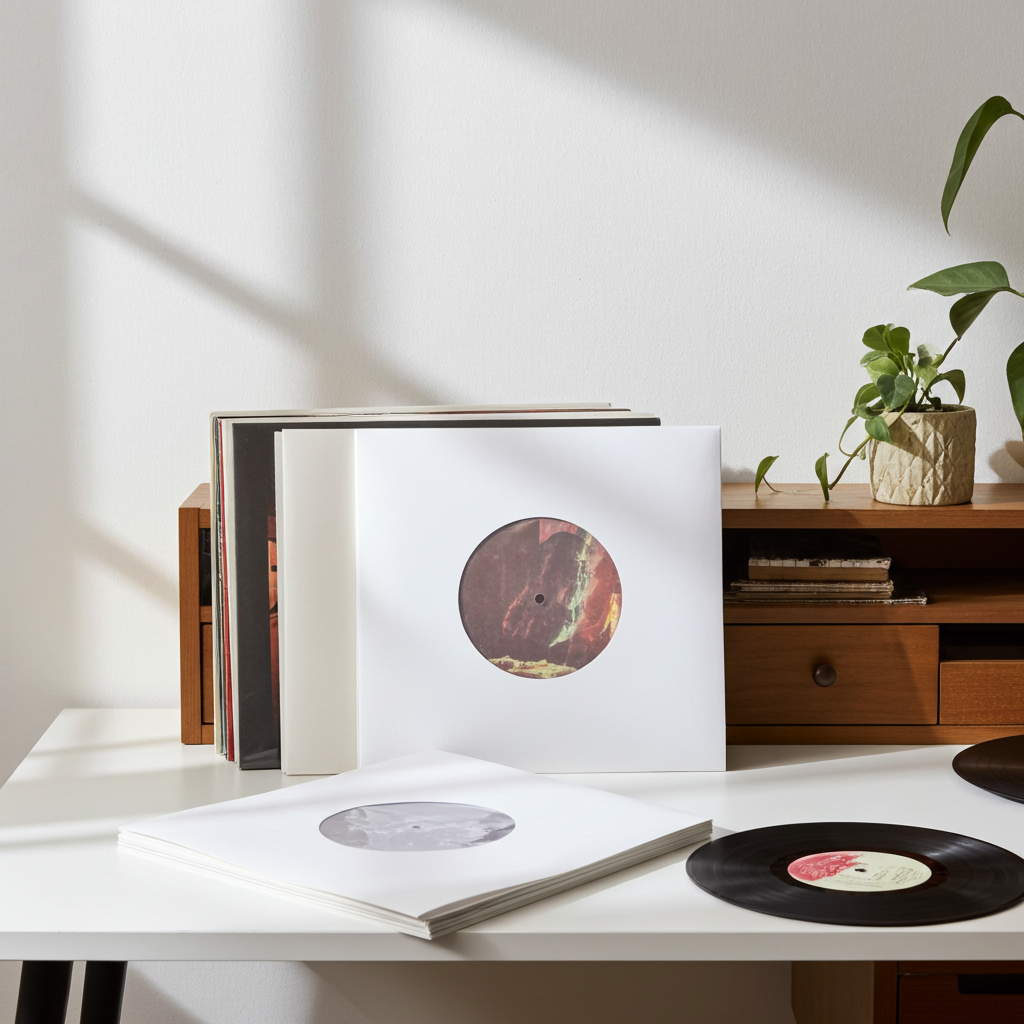 Knosti LP innercover foret papir hvit 12" vinyl papir