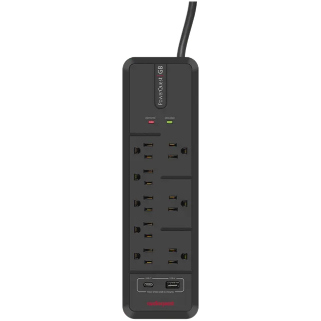 AudioQuest PowerQuest G8 strømskinne 8 uttak USB overspenningsvern
