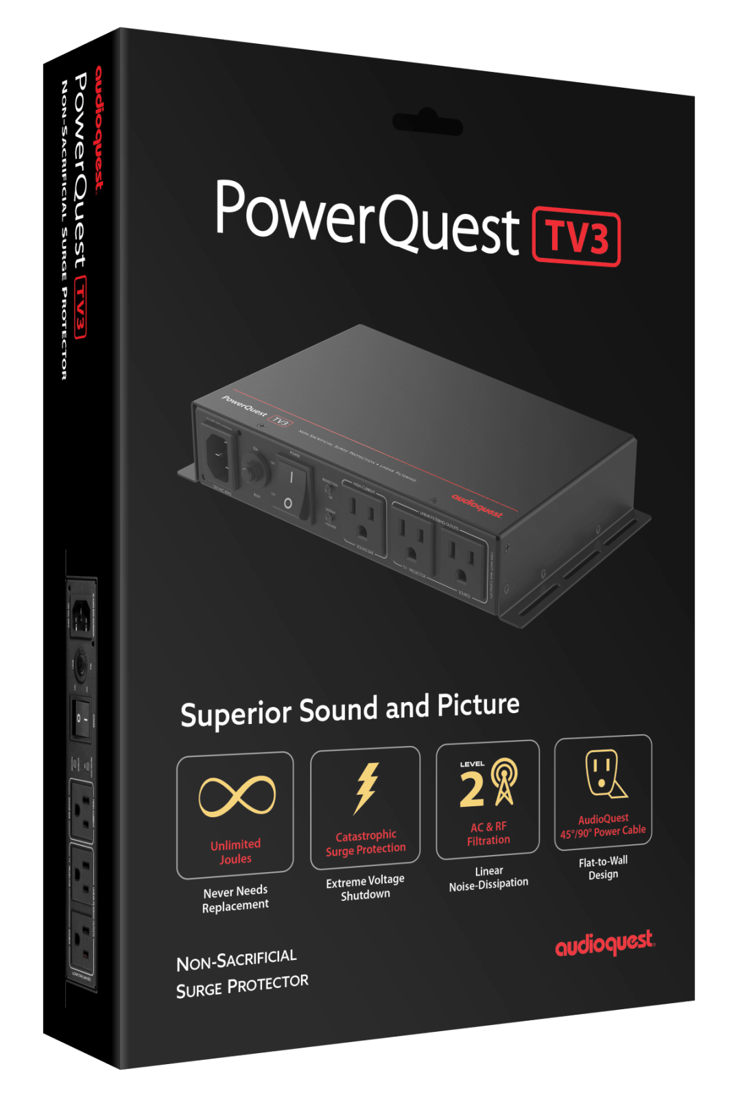 AudioQuest PowerQuest TV3 overspenningsvern 3 uttak