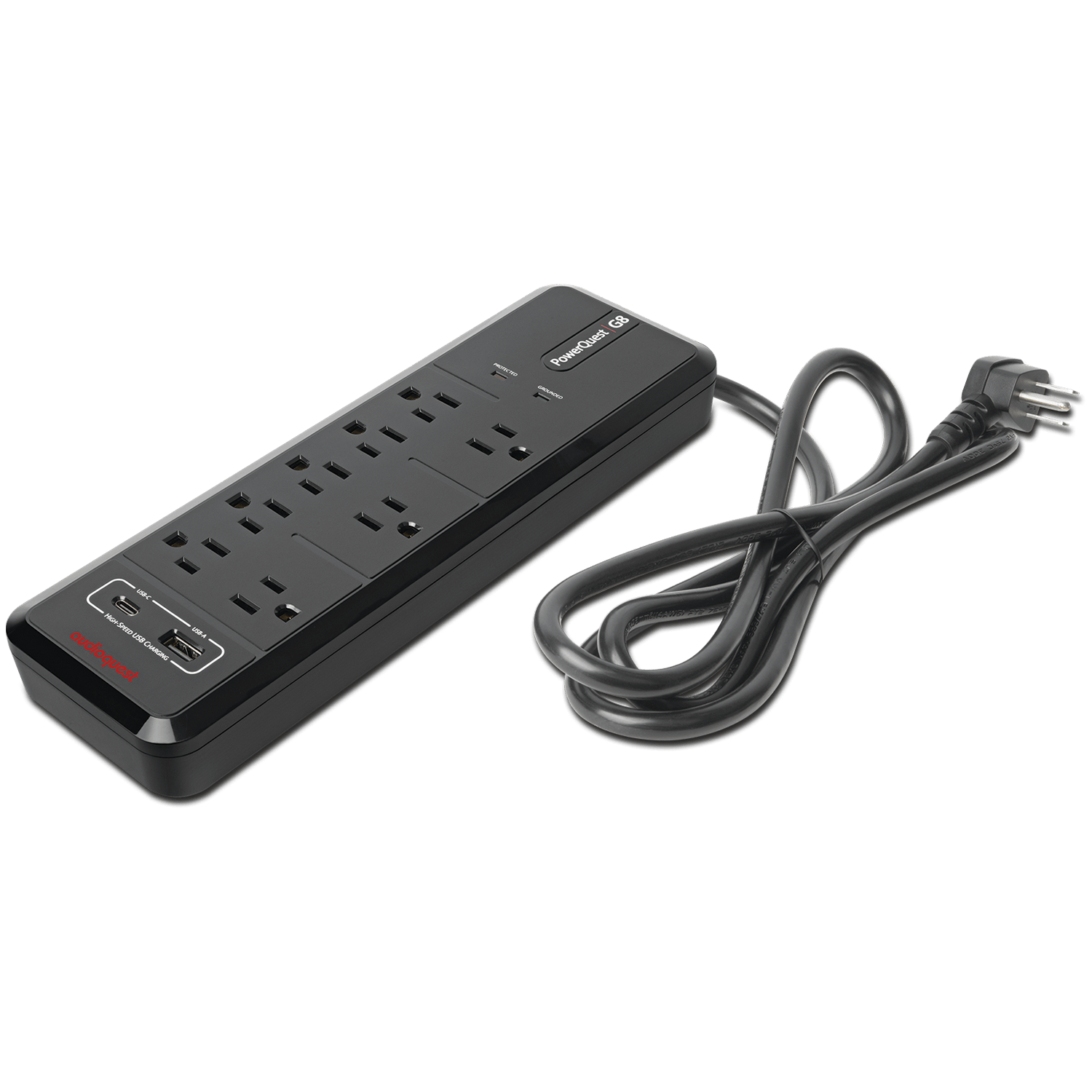 AudioQuest PowerQuest G8 strømskinne 8 uttak USB overspenningsvern
