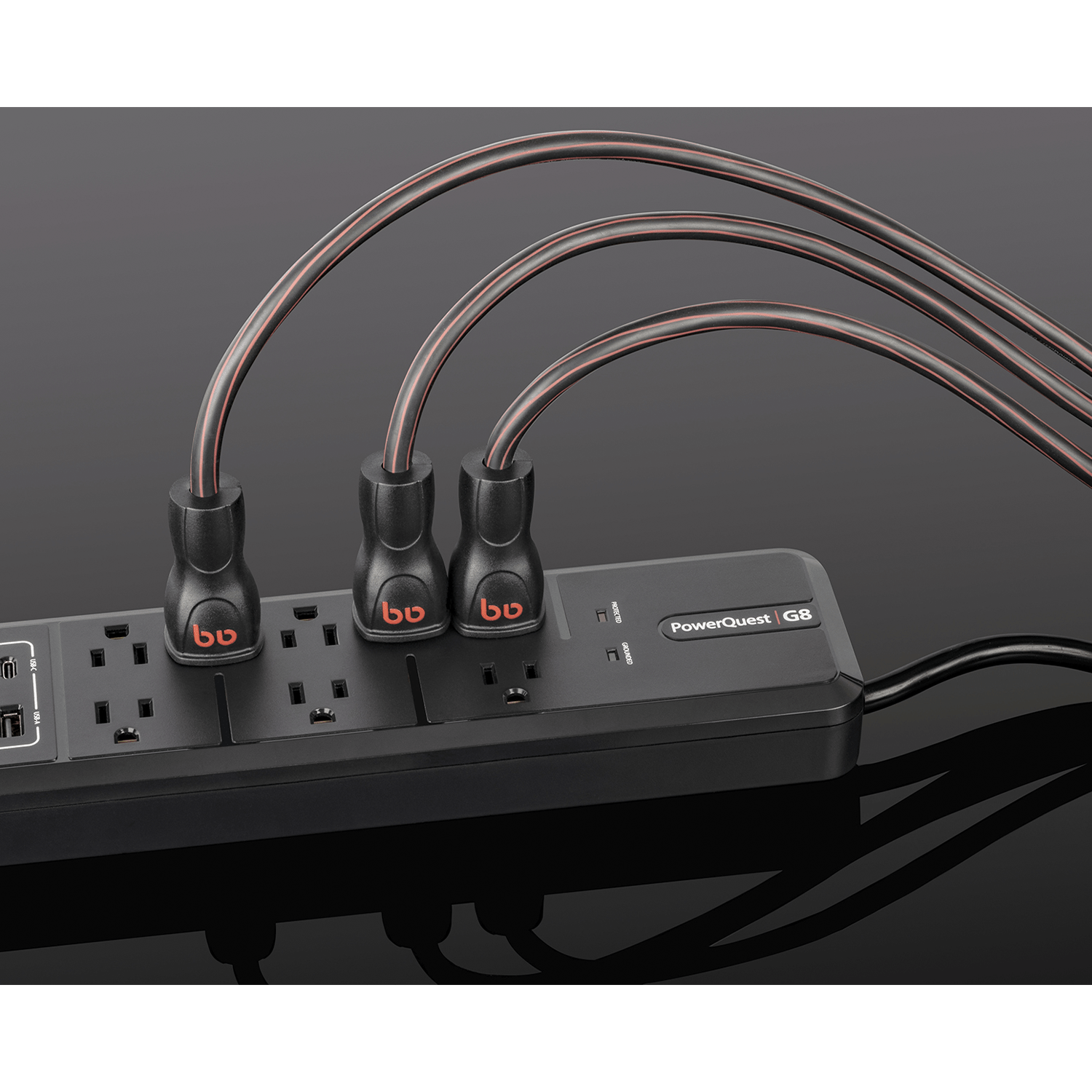 AudioQuest PowerQuest G8 strømskinne 8 uttak USB overspenningsvern